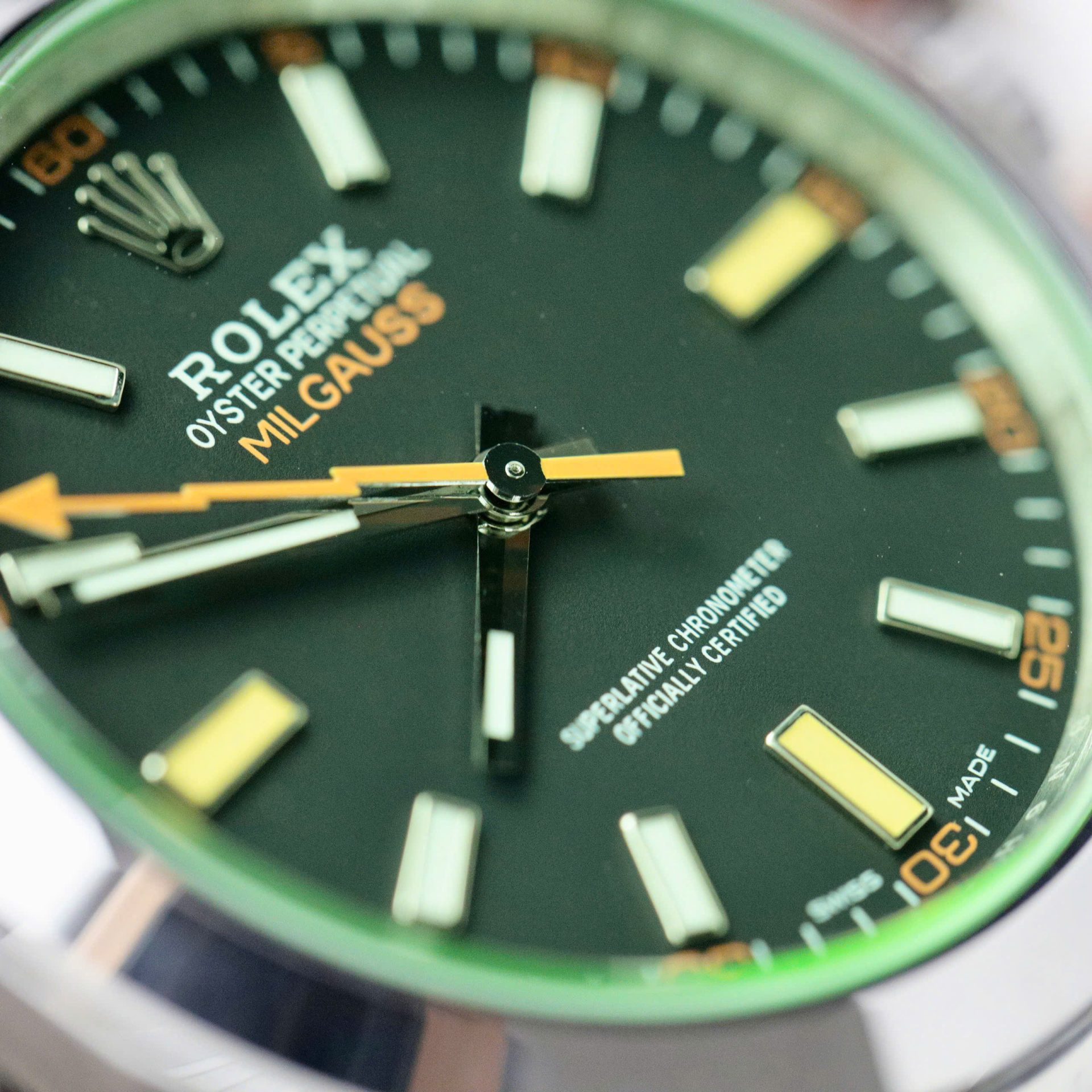 Rolex Milgauss 116400GV 904L Steel Black Dial Green Sapphire 40mm Oyster Super Clone