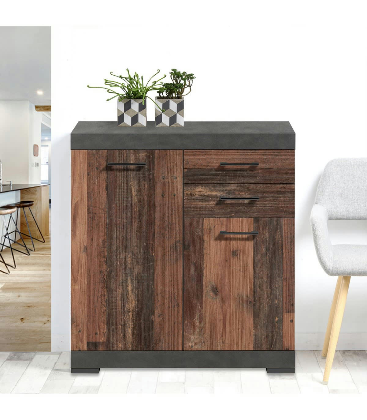 BRISTOL - Buffet avec 2 Portes et 2 Tiroirs L80cm