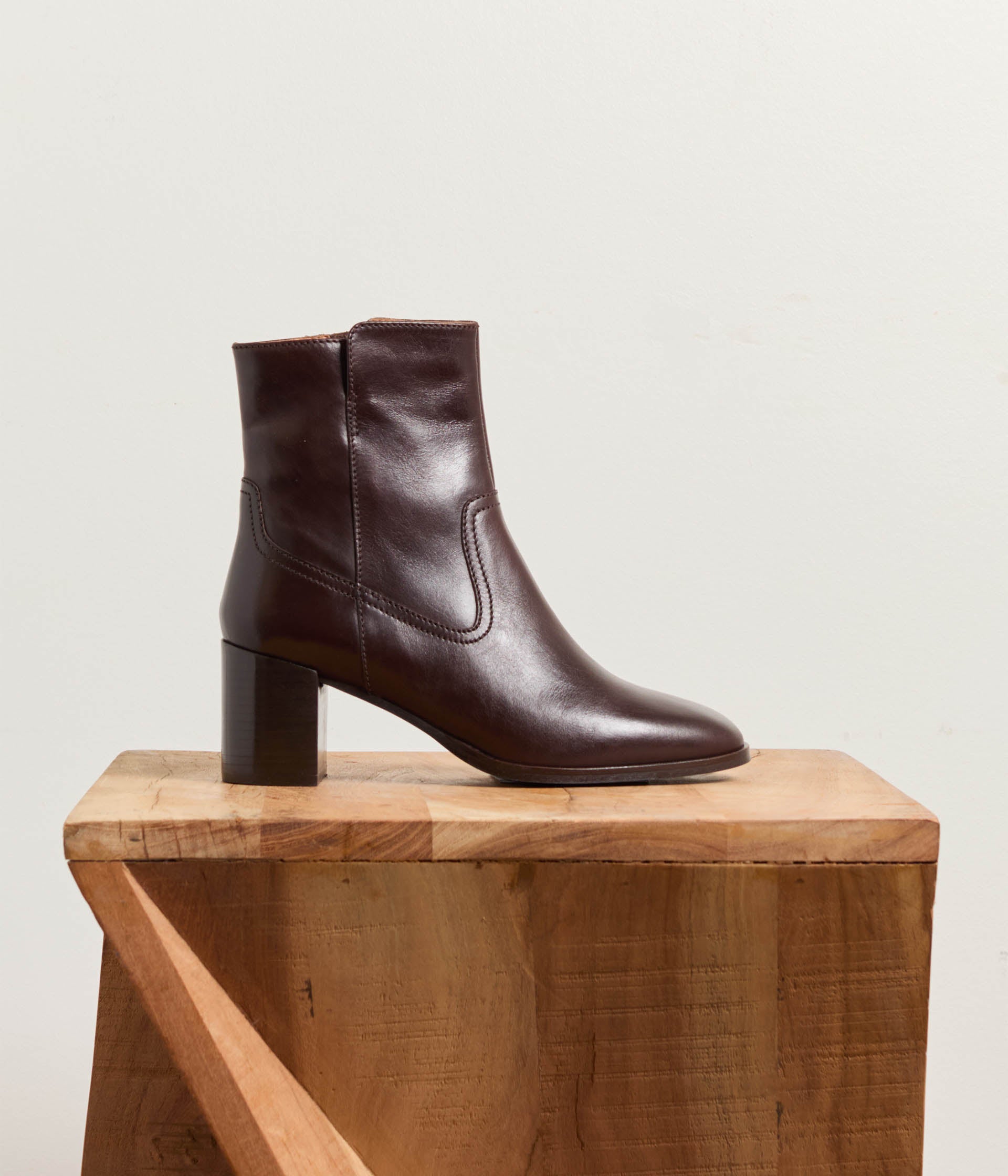 Boots en cuir chocolat Rusty