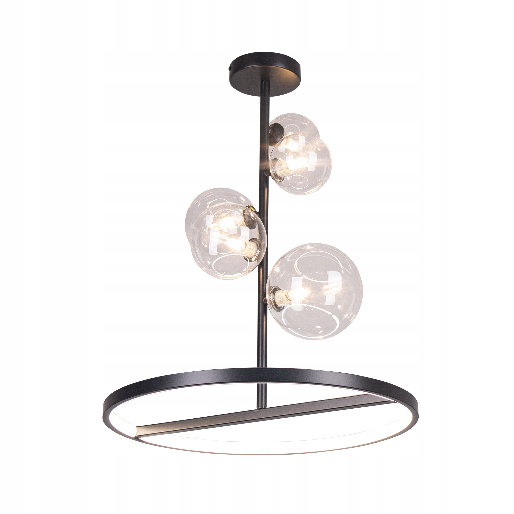 Lampa Sufitowa Wisząca Salon Czarna 5 Kul led Ring