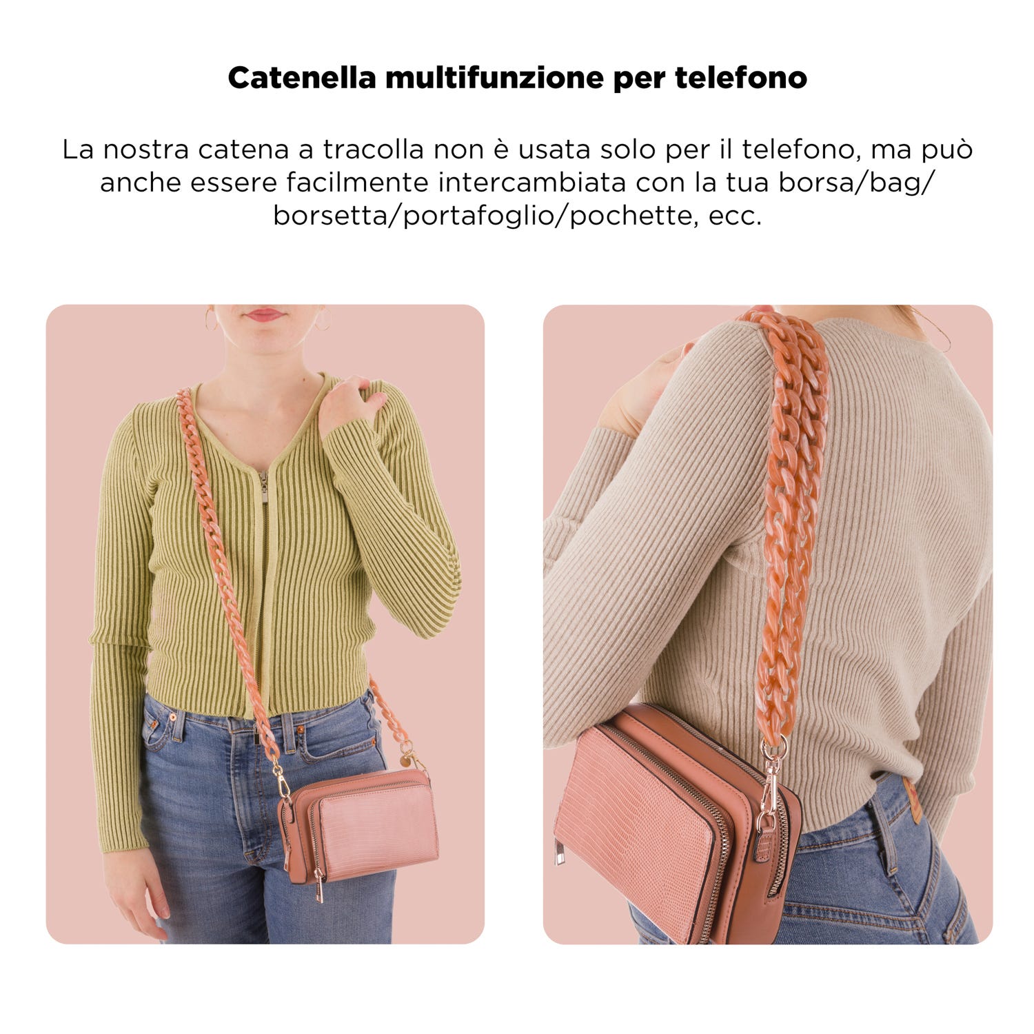 Tracolla smartphone e borsetta corallo 120 cm – Fashionally