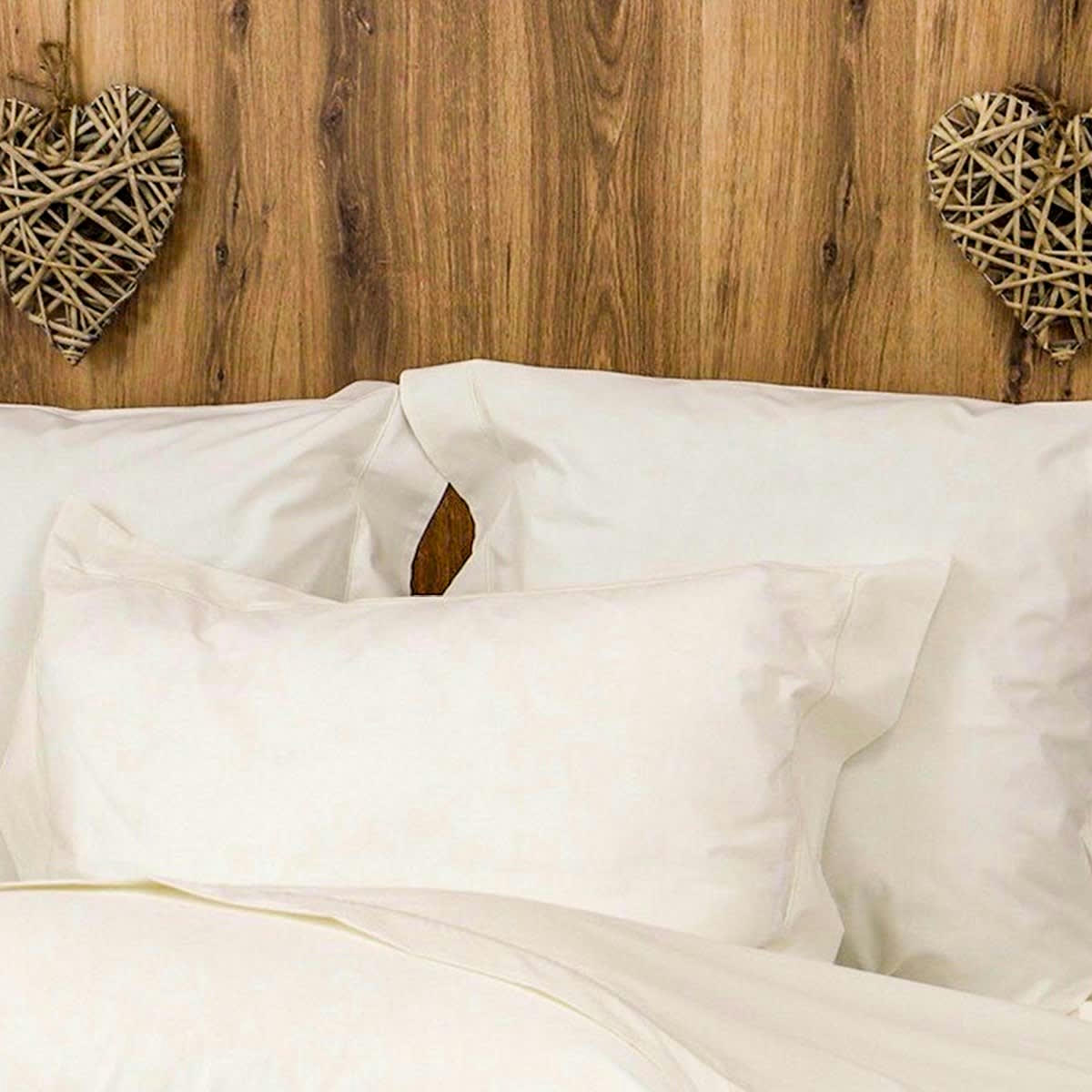 PARURE HOUSSE DE COUETTE DESIREE - Parure housse de couette percale 200 fils en coton ivoire 240x280 cm