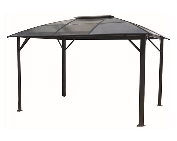 Gloriette aluminium avec rideaux toit 10.80 m² gris anthracite Habrita GL3630AL