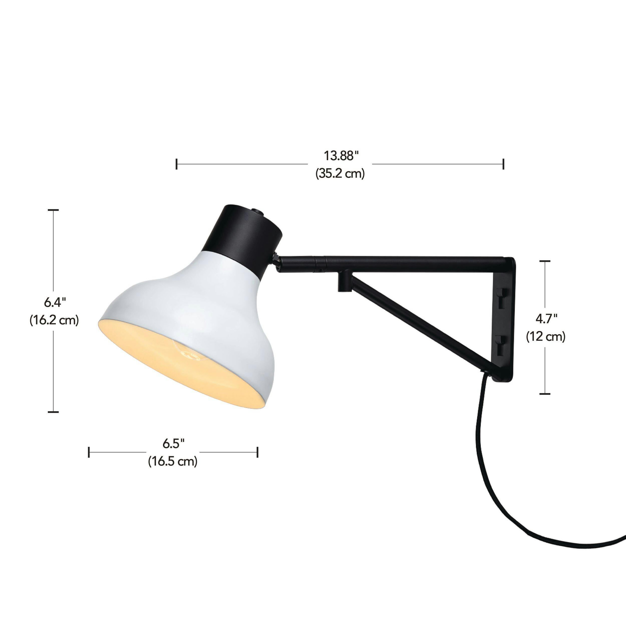 CANVAS Johnstone Plug-In Wall Sconce with Pivoting Shade, Matte Black