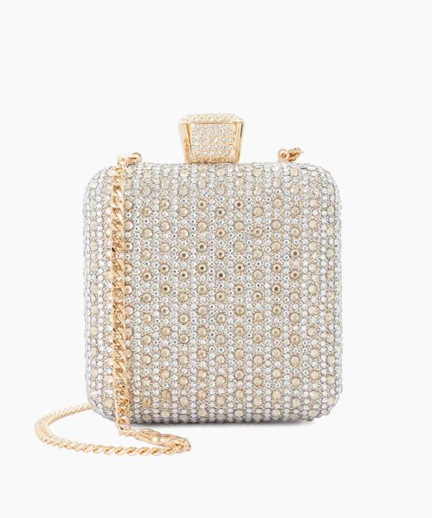 Elida Gold - Embellished Box Clutch Bag
