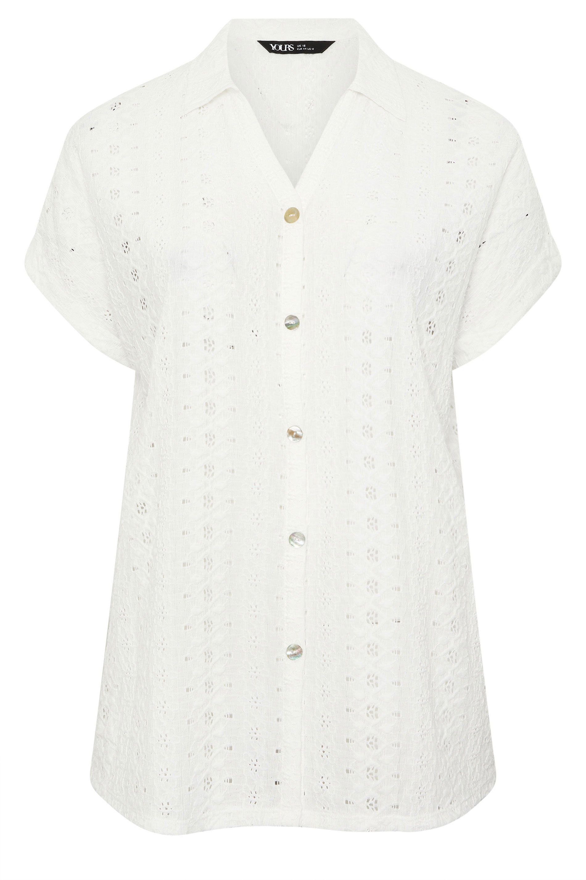 Yours Broderie Anglaise Grown-On Sleeve Shirt