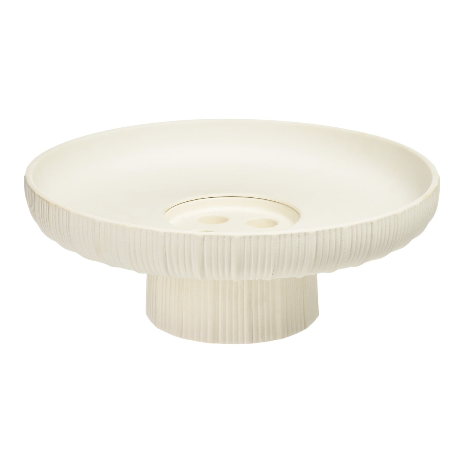 Deko-Schale Notches Weiß, ⌀ 30 cm, H 110 mm