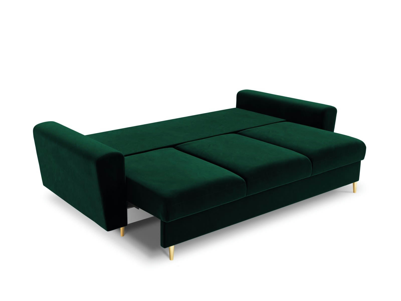 MOGHAN - Canapé convertible 3 places en tissu velours vert bouteille