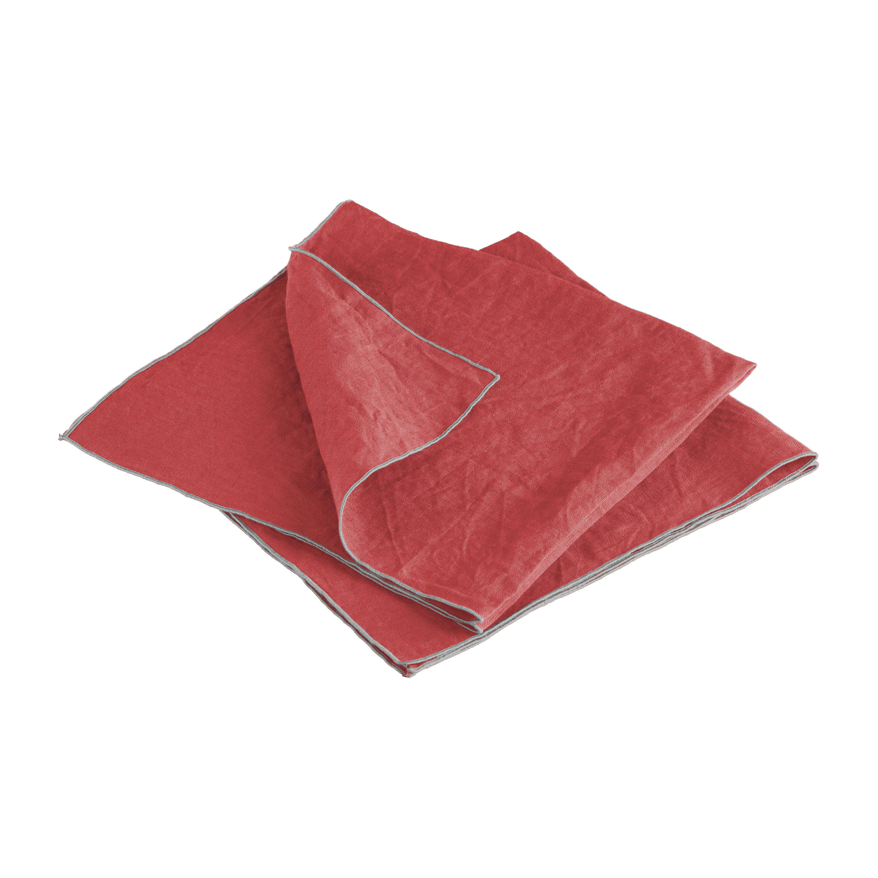 AUTOUR DU LIN - Lot de 2 serviettes de table en lin lavé 45x45cm Rouge Marsala