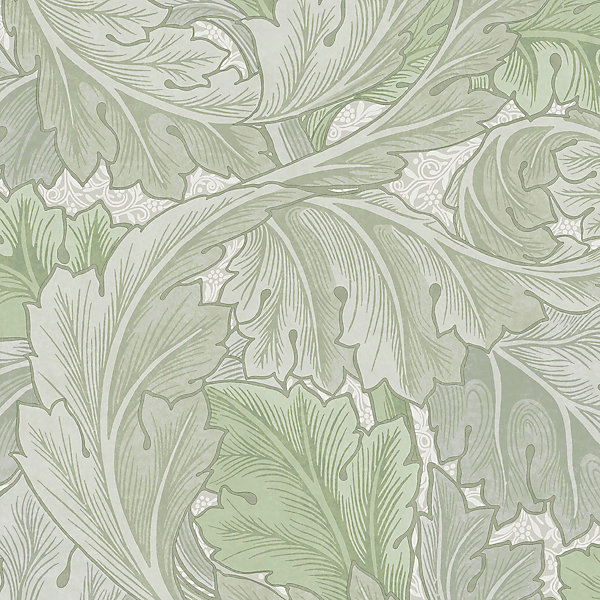 Papier peint vinyle intissé feuillage vert L.1000 x l.52 cm William Morris Acanthus