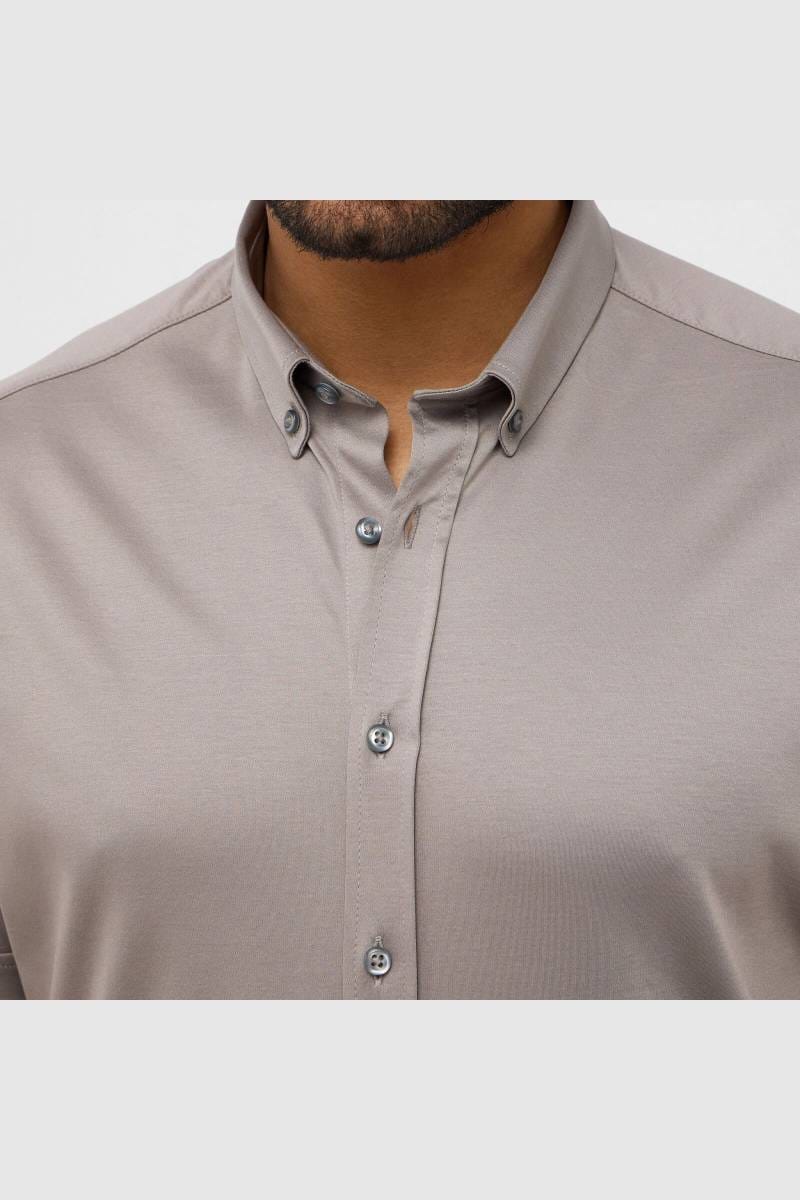 ETERNA 1863 Slim Fit Jerseyhemd grau, Einfarbig