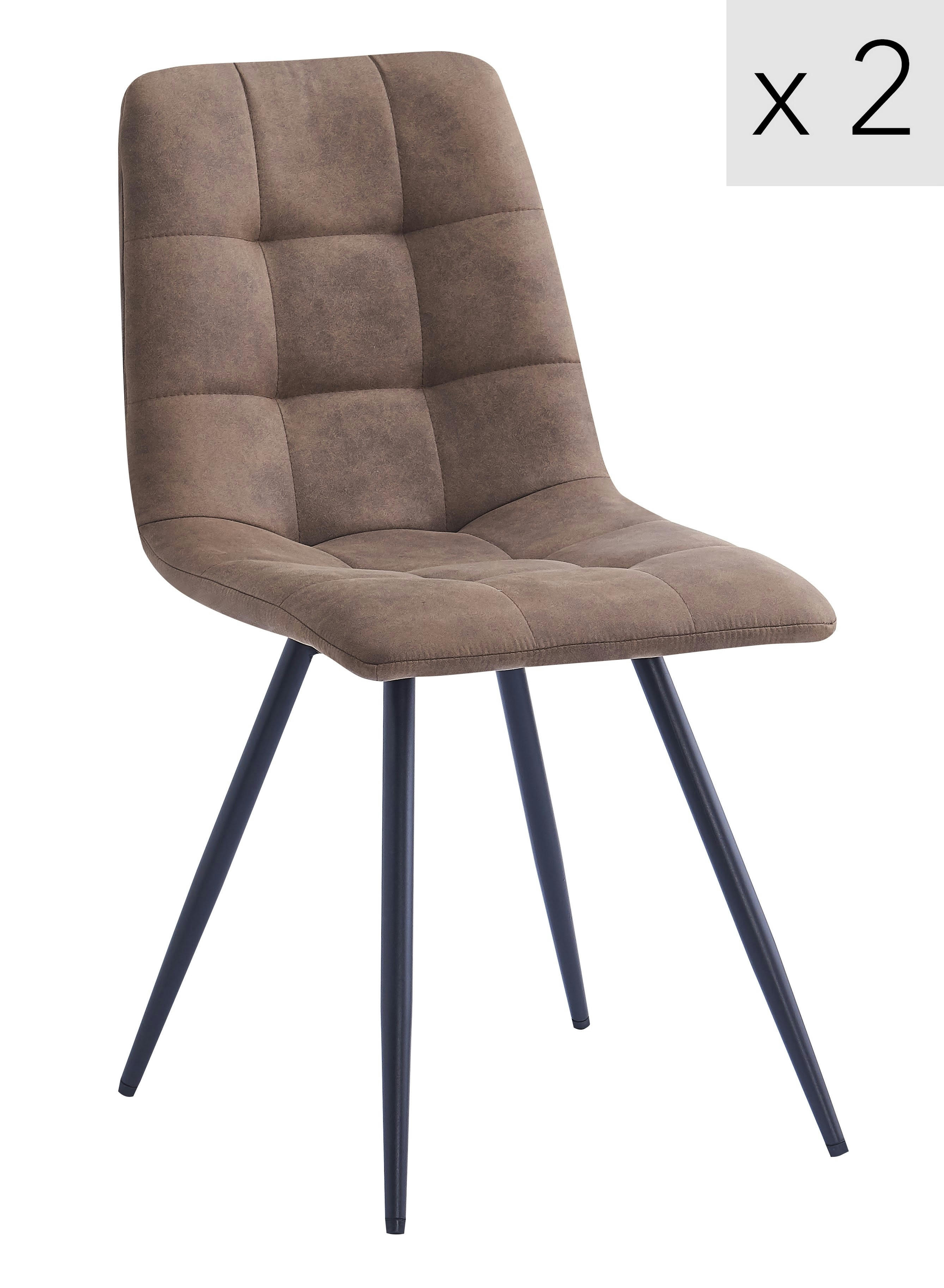 - Lot de 2 chaises scandinaves en métal et simili marron