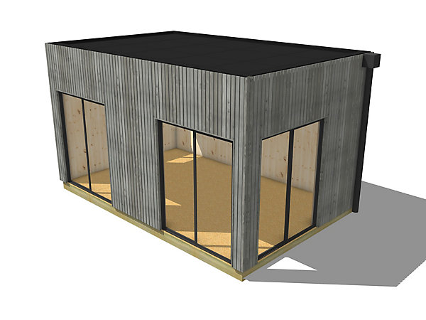 Bureau de jardin 4 saisons en bois 5,5 x 3,5 x 3,2 m / isolation RE2020 avec plancher isolé