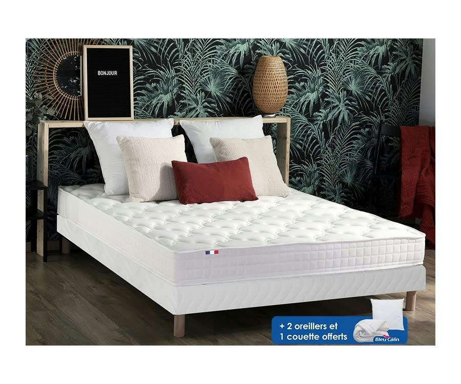 PACK PRÊT A DORMIR - Pack matelas sommier oreiller couette 140x190