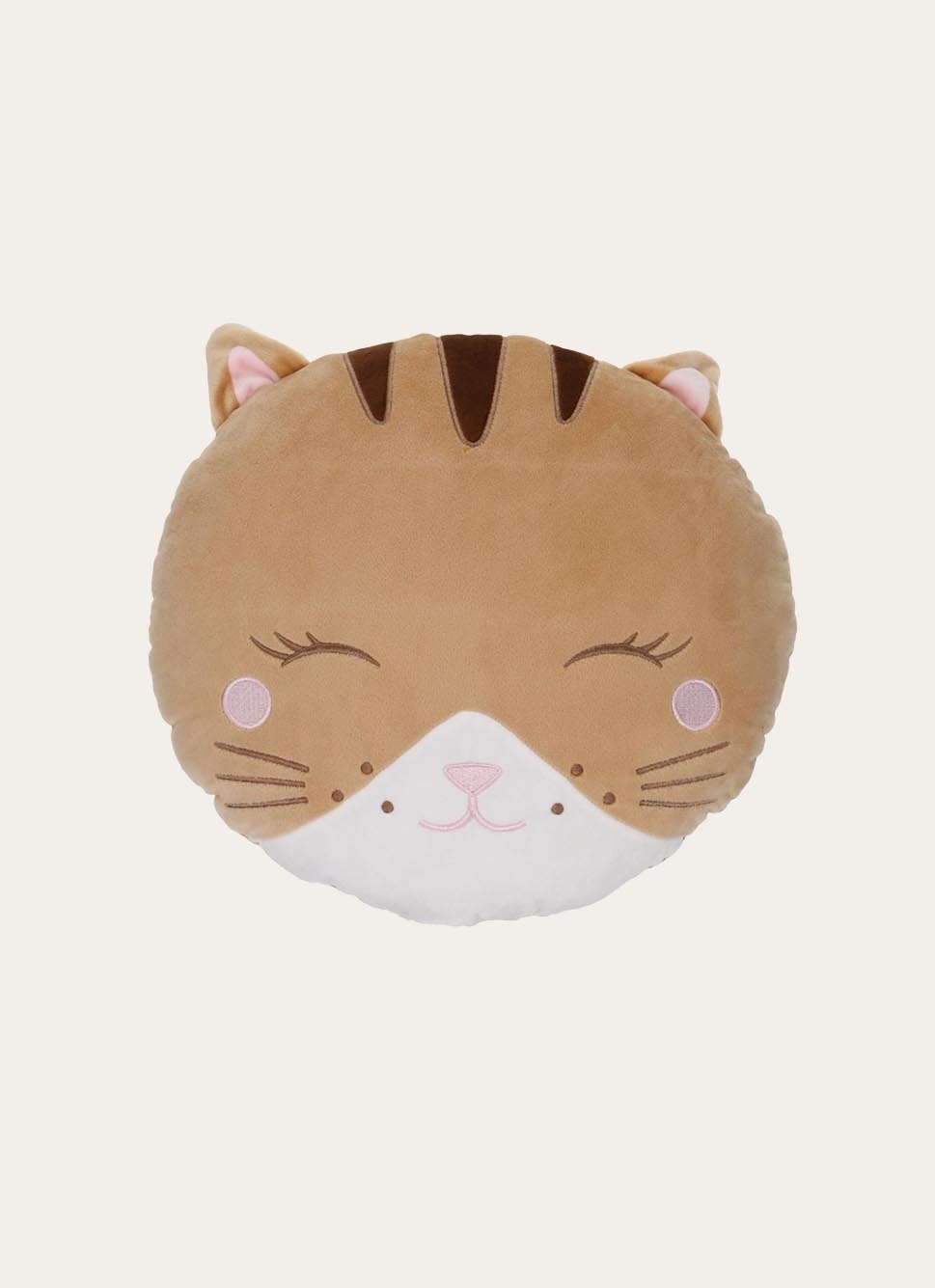 COUSSIN EN FORME DE TÊTE DE CHAT BEIGE