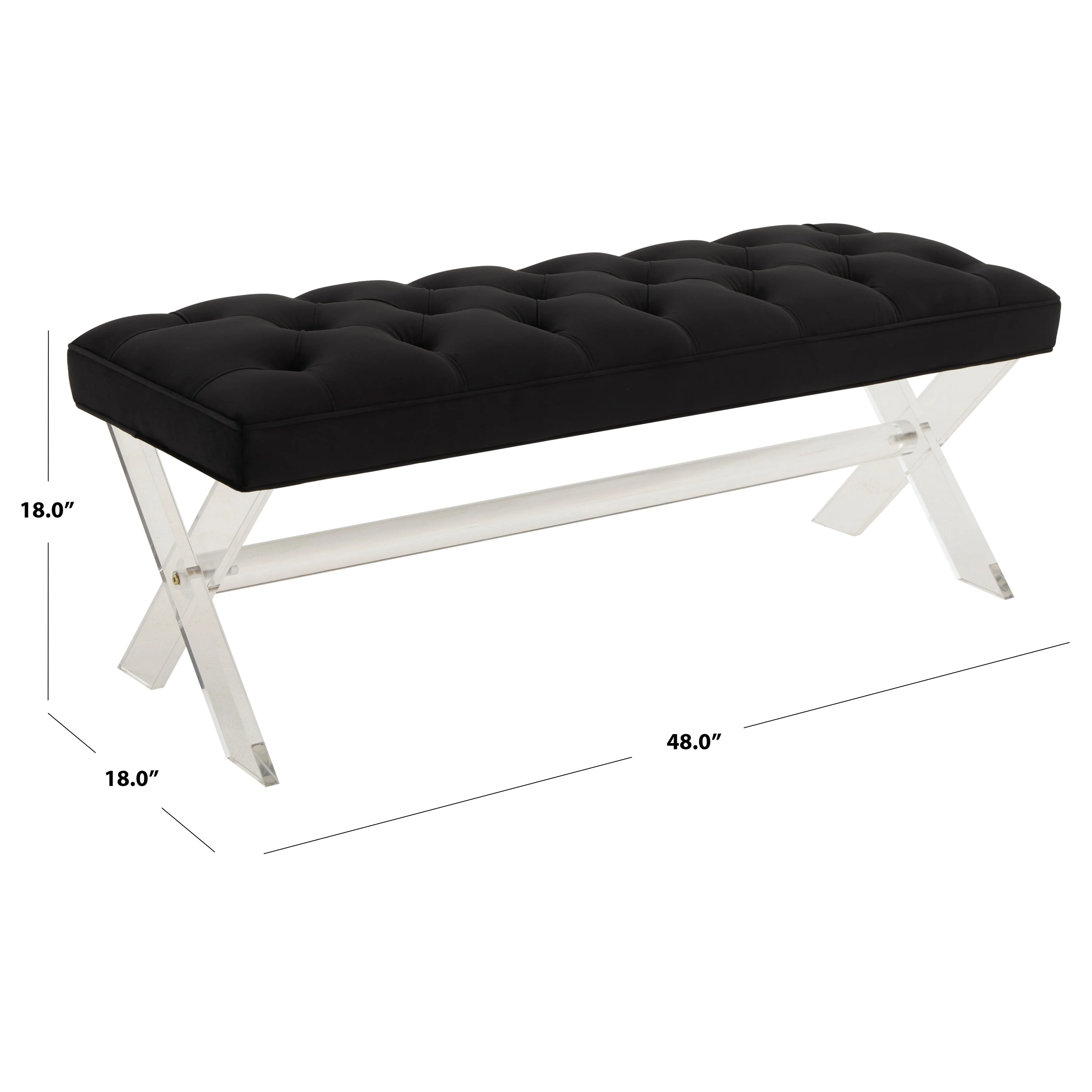 SAFAVIEH Couture Ketevan Tufted Acrylic Bench - 48 In W x 18 In D x 18 In H - 48Wx18Dx18H