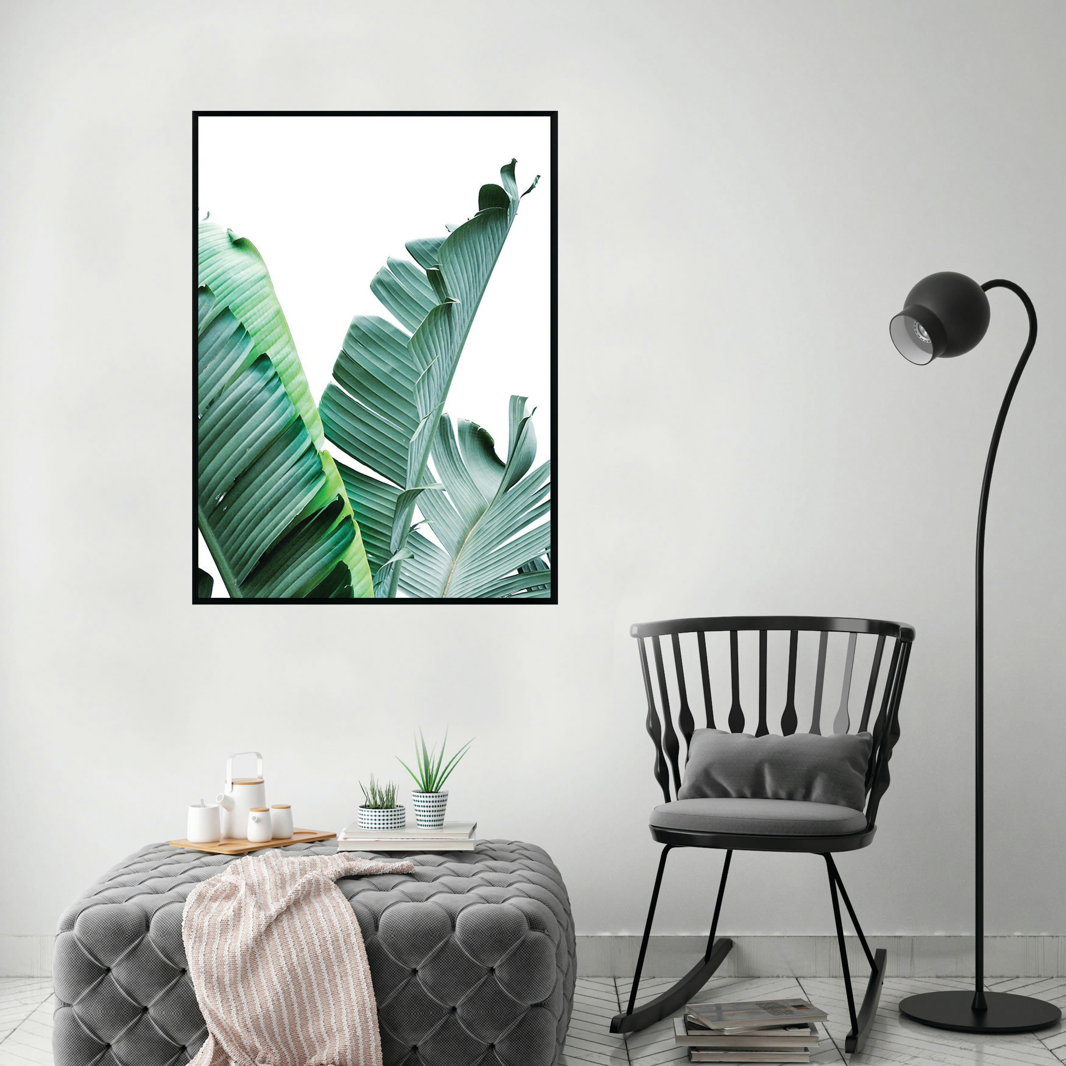 PALMERAS - Affiche avec cadre noir - Feuille de palmier - 50x70