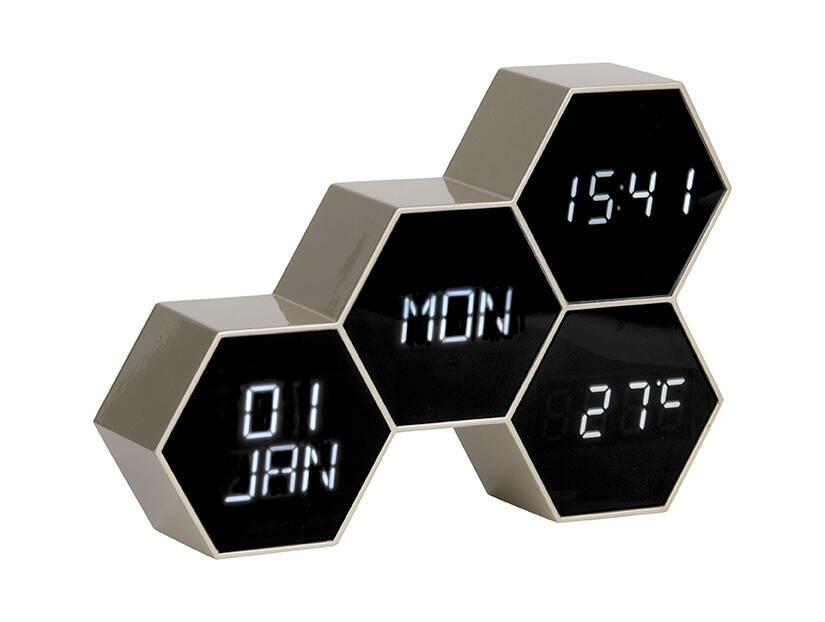 Budzik HONEYCOMB 12x17,5 cm złoty