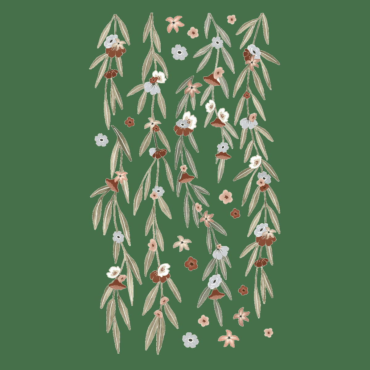 LILYDALE - Grand sticker eucalyptus et fleurs en vinyle mat multicolore