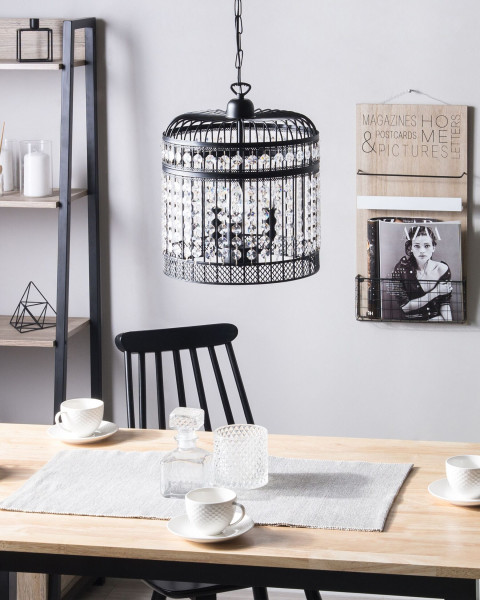 Lampa wisząca klatka metalowa czarna