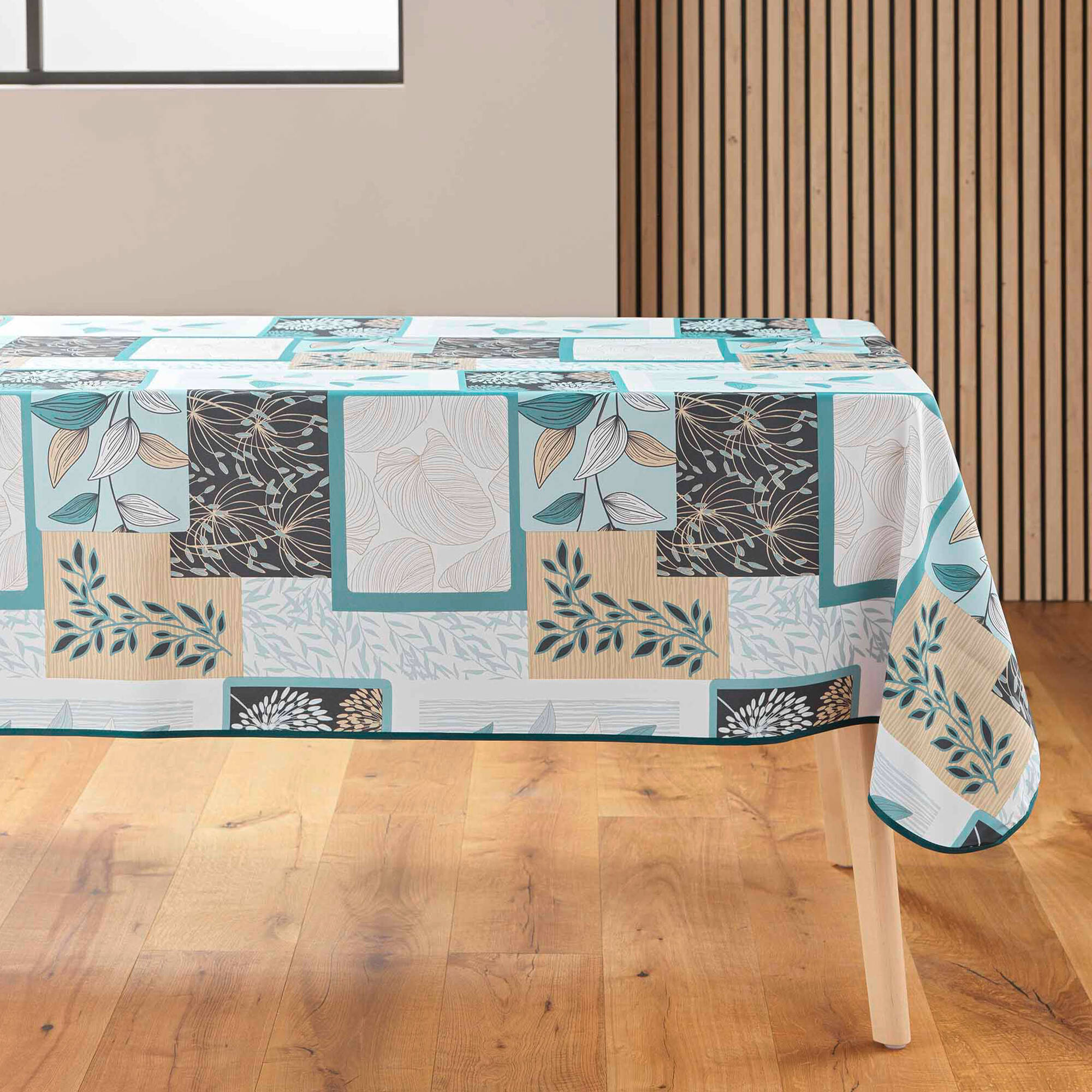 Nappe imprimé patchwork feuilles entretien facile