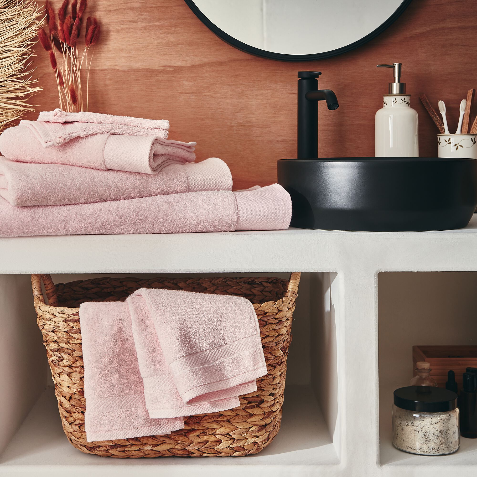 AZUR - Lot de 2 gants de toilette en coton peigné - rose simos