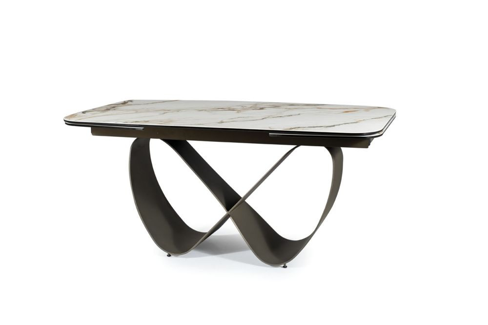 Stół rozkładany INFINITY CERAMIC 160(240)x95 biały/brązowy