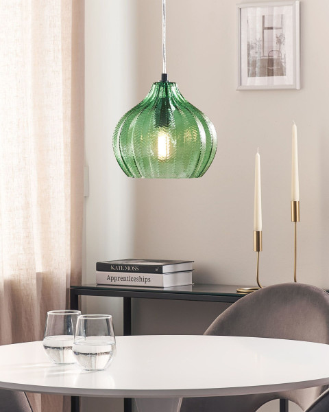 Lampa wisząca szklany klosz zielona