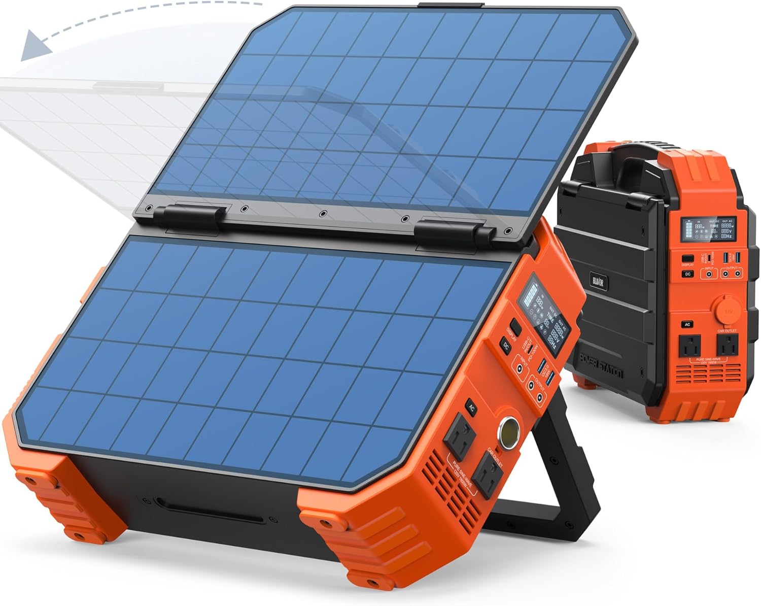 BLAVOR Portable Power Station 1600W (Peak 3200W)  Built-in Solar Panel  1024Wh LiFePO4 Battery  100W USB-C Fast Charge  Solar Generator for Home Backup  Camping  Power Outages & RV