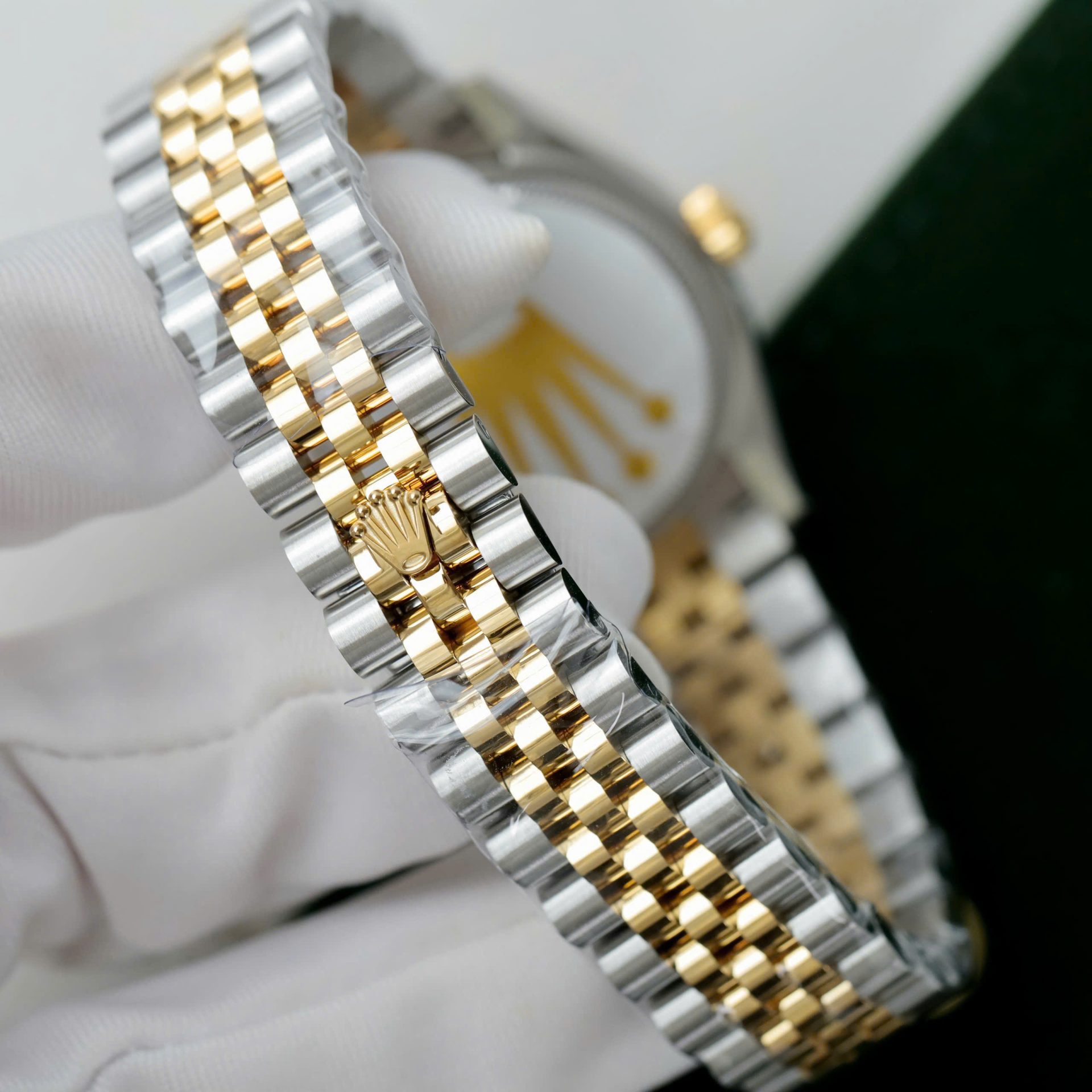 Rolex Datejust SS/YG Plated Flower Green Dial CZ Diamonds 31mm Jub Super Clone