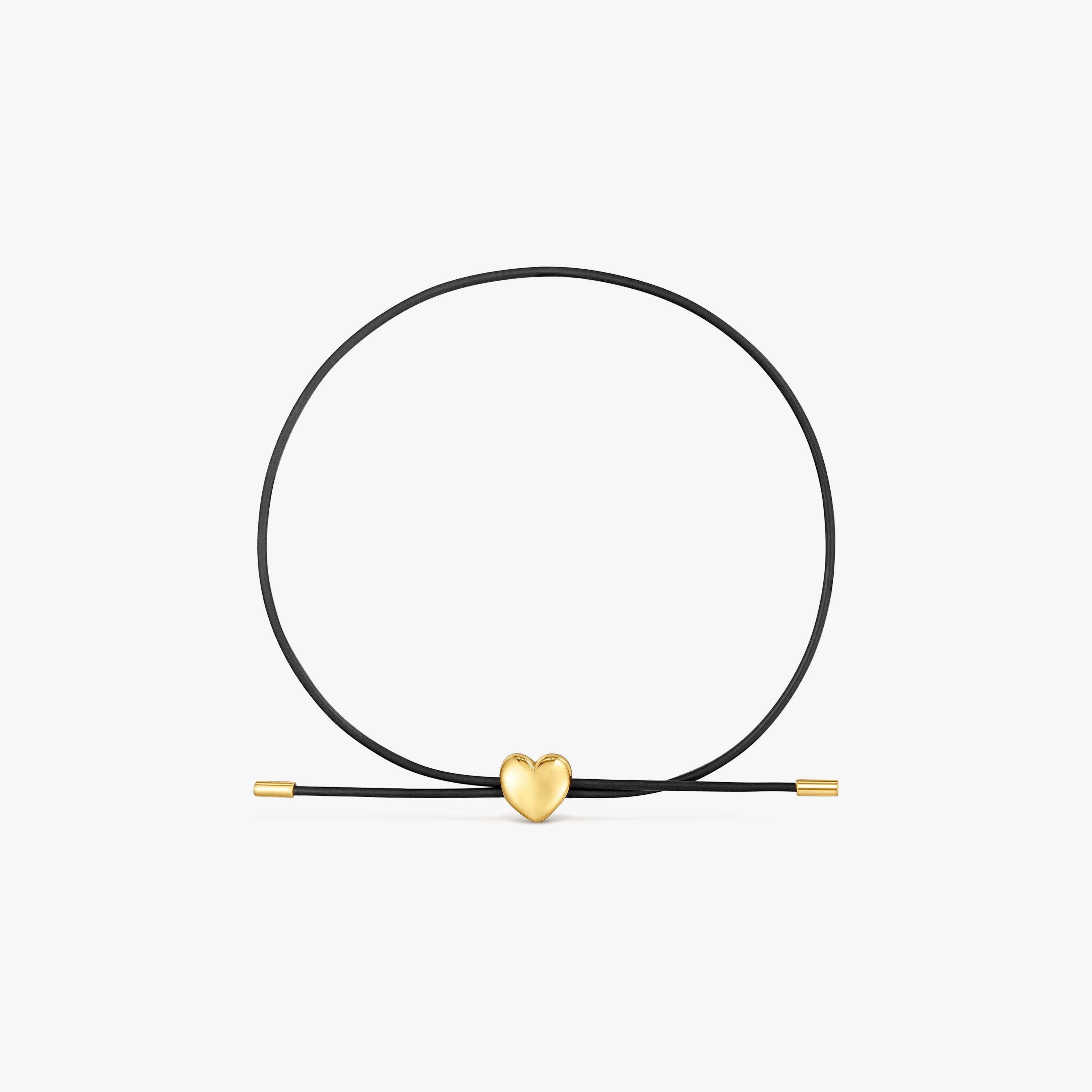 Pulsera corazón de oro 14 kt y caucho Bold Motif