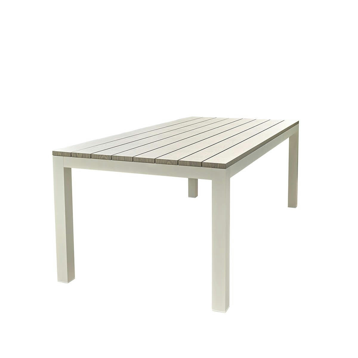 TAMPA - Table de jardin en aluminium blanc et gris 8 pers.