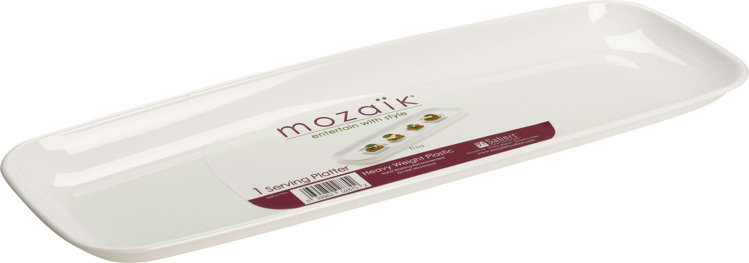 Rectangle Plastic Reusable Serving Platter, White, 17.5-in, for Christmas/Thanksgiving/New Year's Eve/Easter/Birthday Party