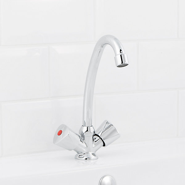 Mélangeur de lavabo avec vidage et flexibles Femelle 12/17 en laiton chromé Grenvik