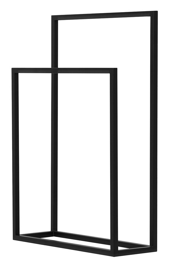 Czarny loftowy stojący wieszak łazienkowy - Zyeno