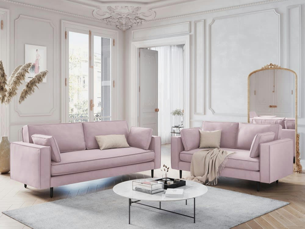 ALEXIS - Canapé 2 places en velours lavande