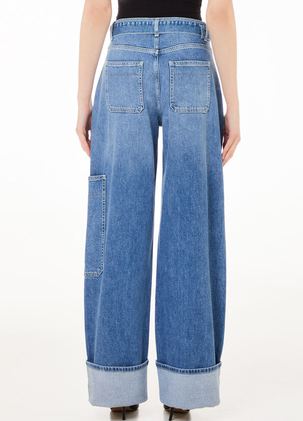 Jeans cargo flare con cintura