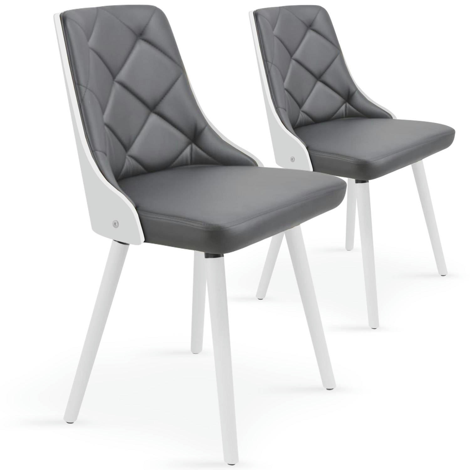 LALIX - Lot de 2 chaises scandinaves blanc & gris