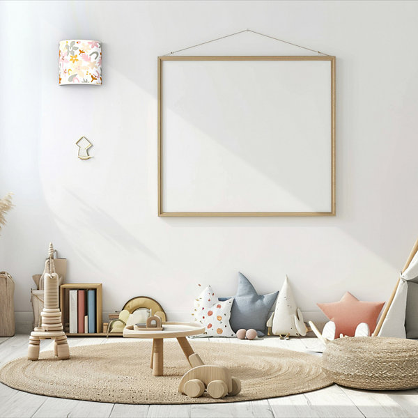 Applique murale enfant rose, gris tissu fleuri E14 IP20 H.22cm Seynave