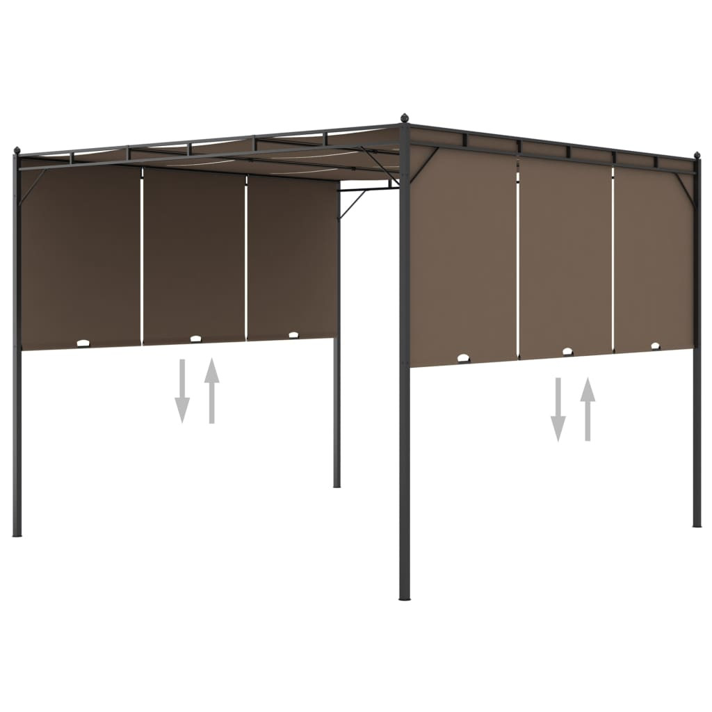 Altana Ogrodowa z Zasłonami Pergola Namiot Ogrodowy Taupe 3 x 3 x 2,25 m