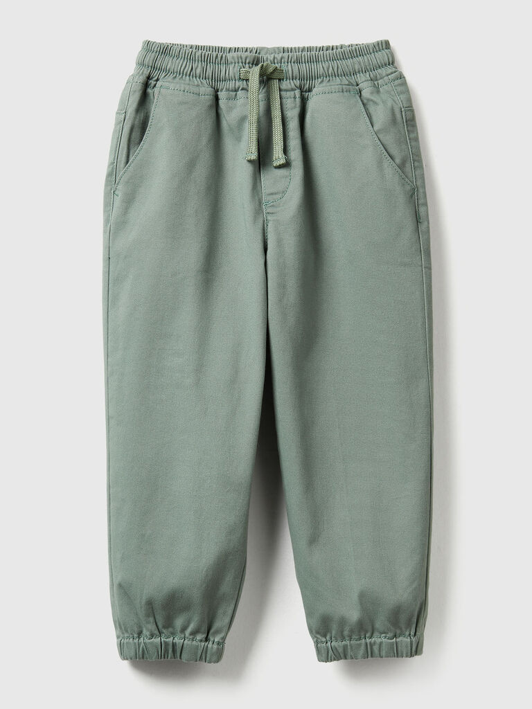 Stretch cotton joggers with drawstring