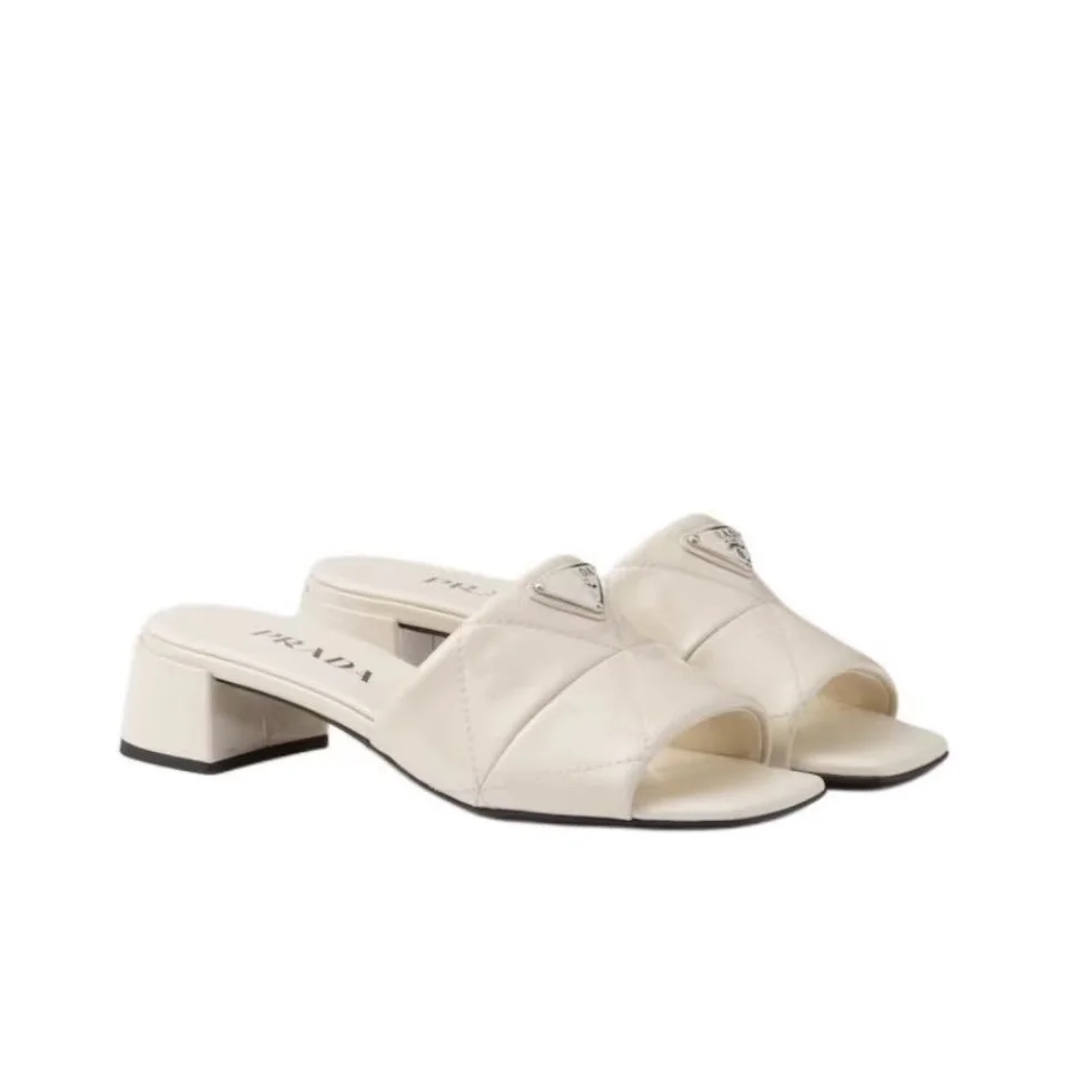 Prada  Comfort Goes With Everything 3.5CM Thick Heel Sandals Slide