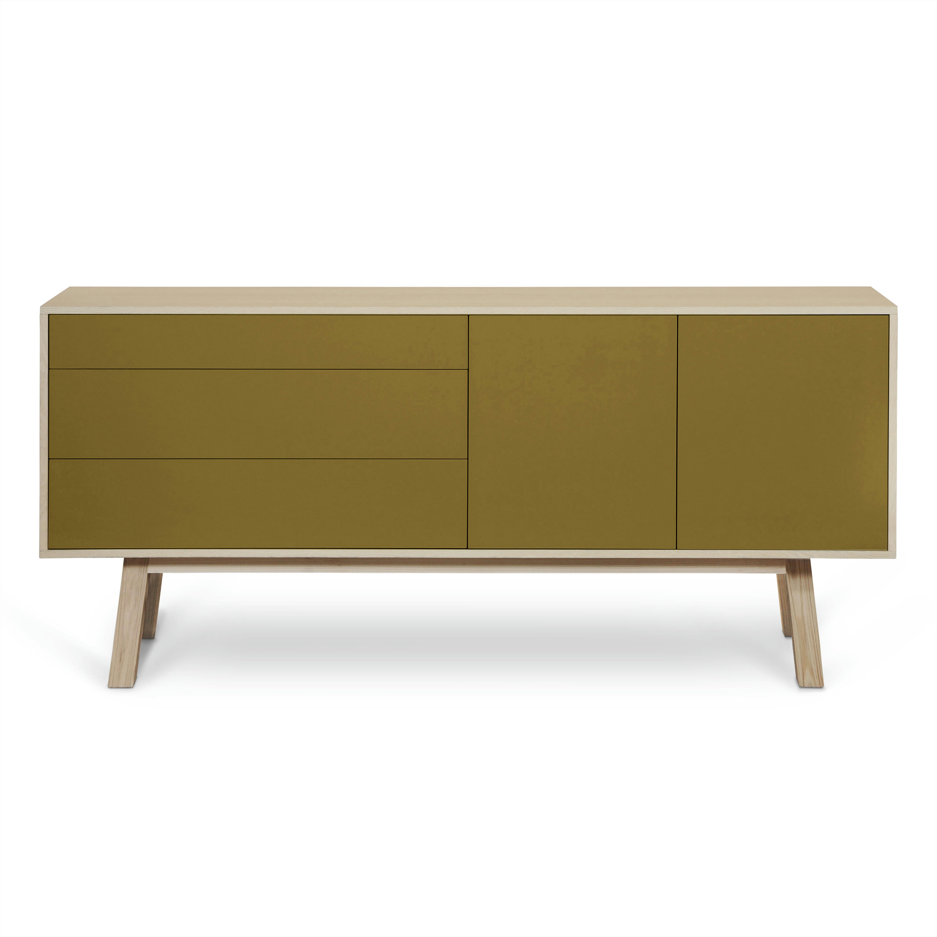 KUBE - Buffet en frêne 2 portes+3 tiroirs 180 cm, hauteur 94 cm