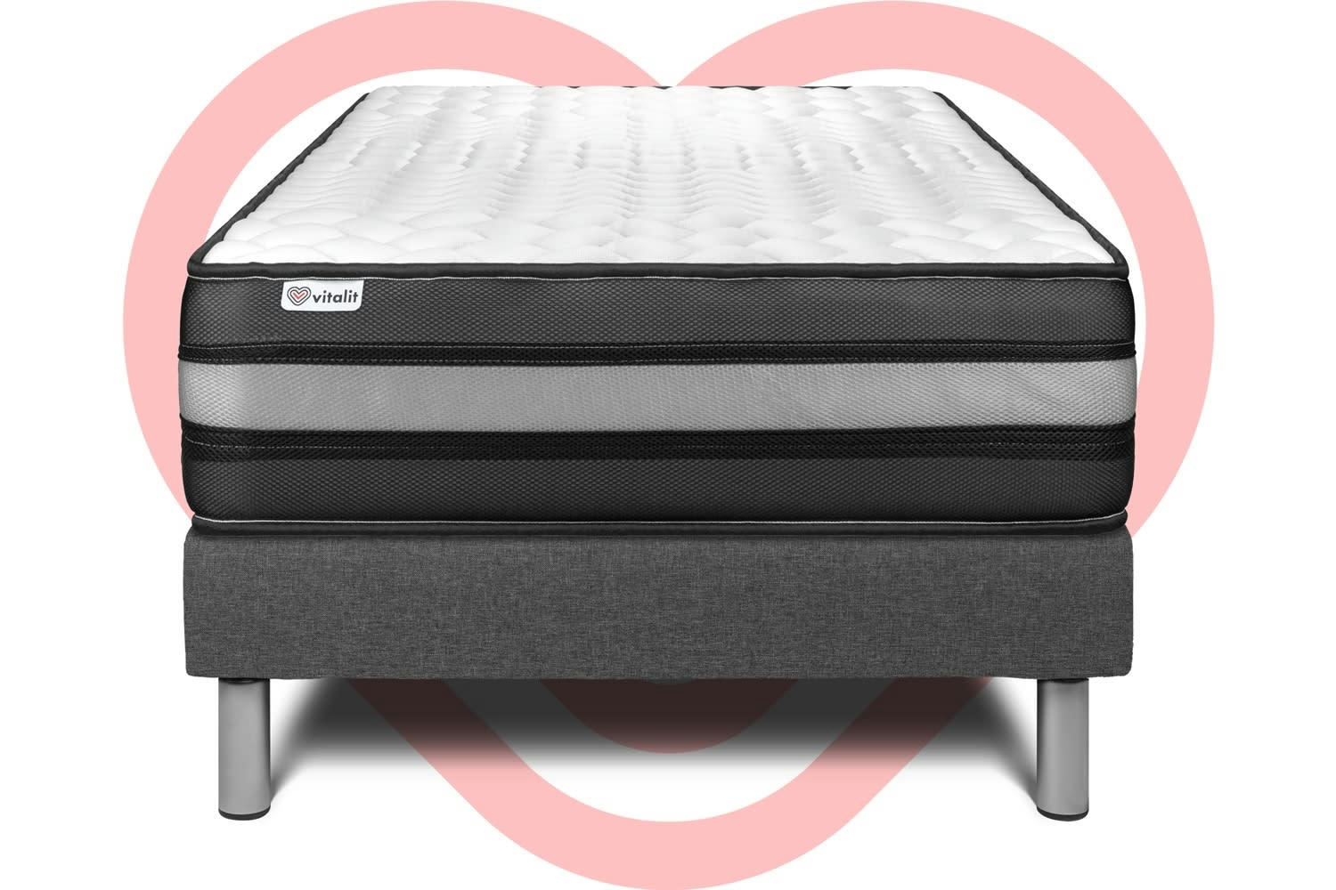 VITAL POWER ZEN - Ensemble Mousse  à mémoire de forme 90x190cm kit Gris