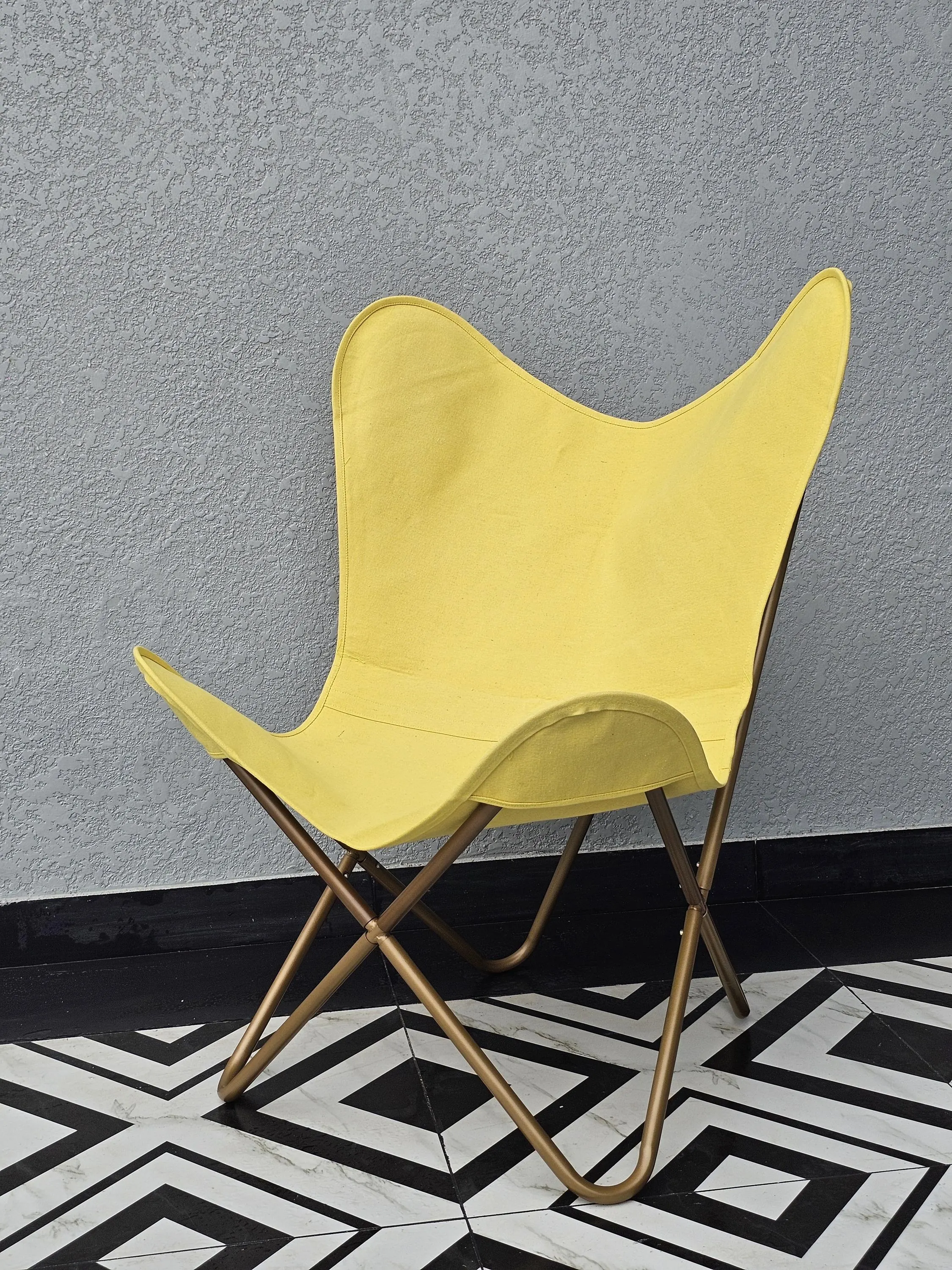 Canvas Butterfly Chair, Suede-Look Cover, Black or Gold Frame, 8 Colors