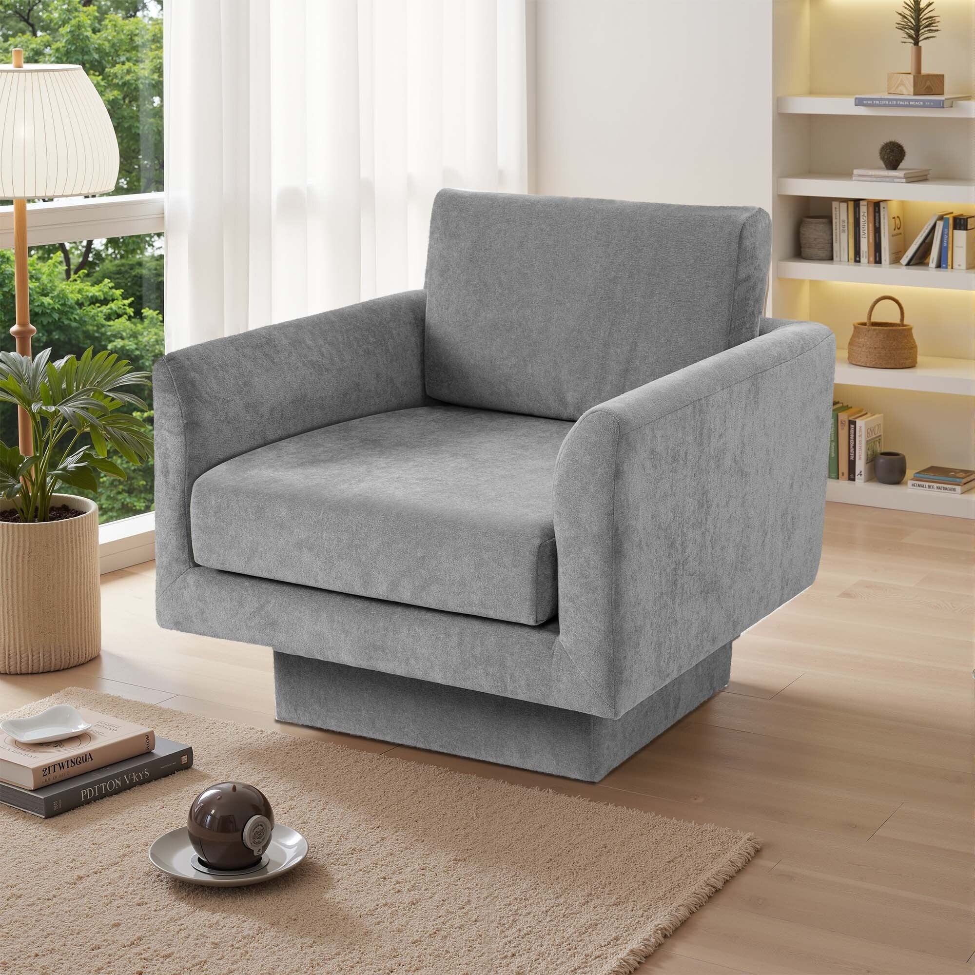 360° Swivel Accent Chair Modern Upholstered Living Room Chair Barrel Chairs