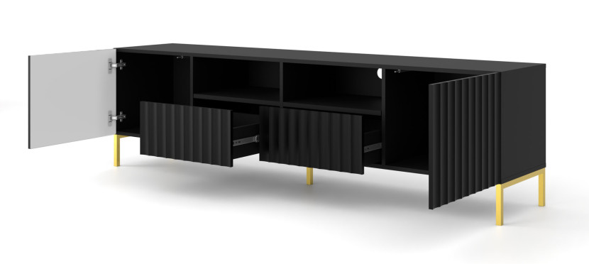 Szafka RTV WAVE 200 cm 2D2S frez czarny mat