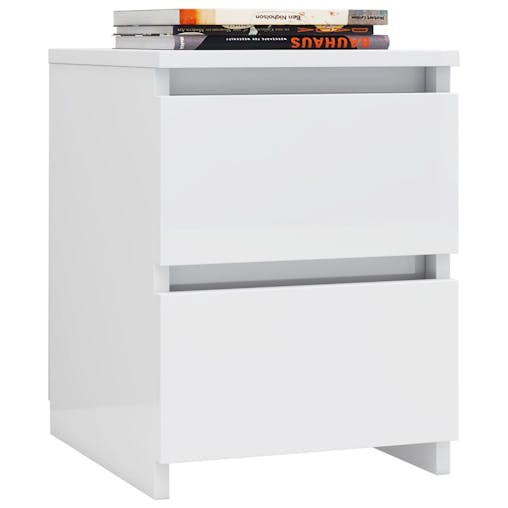 NNEVL Bedside Cabinets 2 pcs High Gloss White 30x30x40 cm Engineered Wood