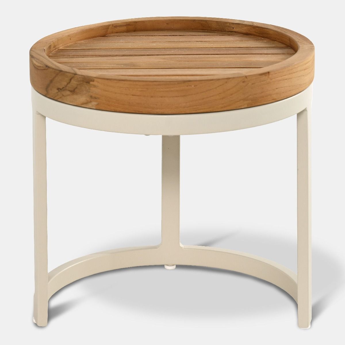 Stolik S Light Śr.35x36cm Aluminium Ivory White, Teak