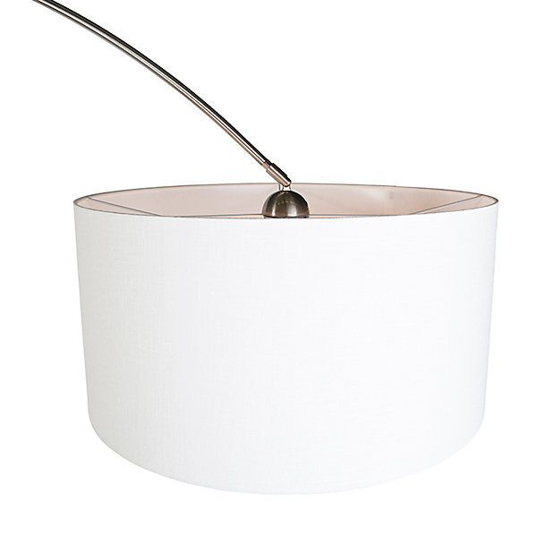 Lampe à arc en acier avec abat-jour en tissu blanc 50/50/25 réglable - XXL